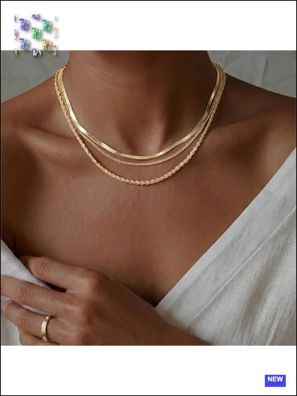 S925 Sterling Silver Plated Layered Necklace Set, 3 Piece Herringbone Rope